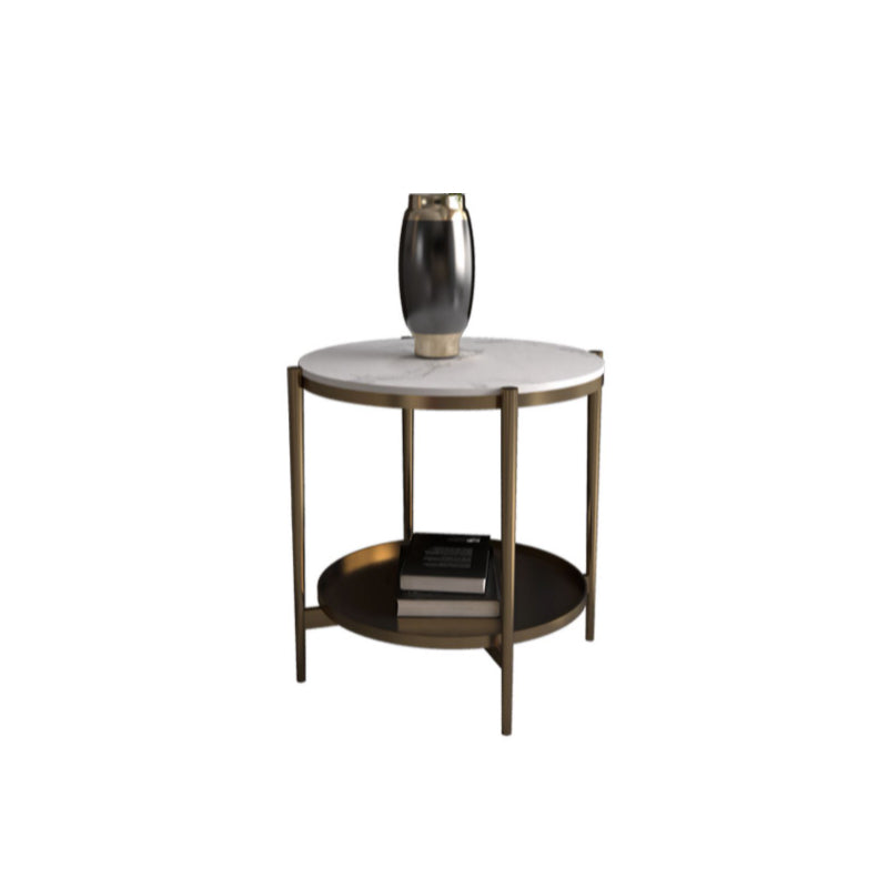 Modernistic 4 Legs Round Double Tier Living Room Accent Side Table