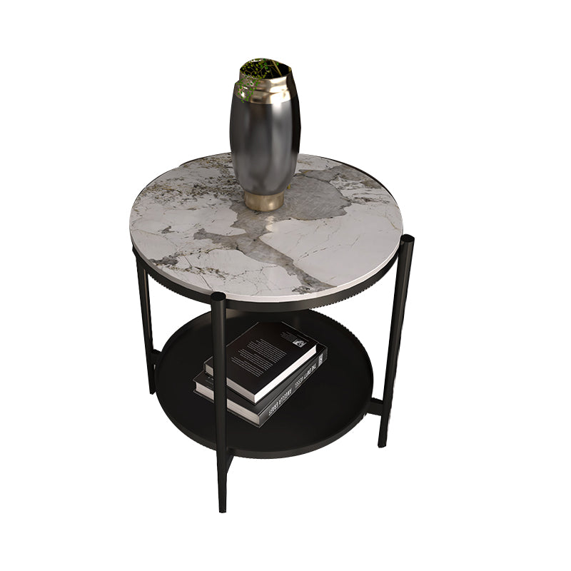 Modernistic 4 Legs Round Double Tier Living Room Accent Side Table
