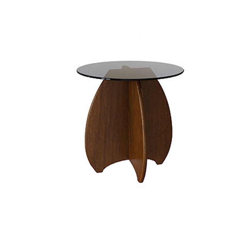 Contemporary Abstract Glass Top Round Living Room Accent Side Table