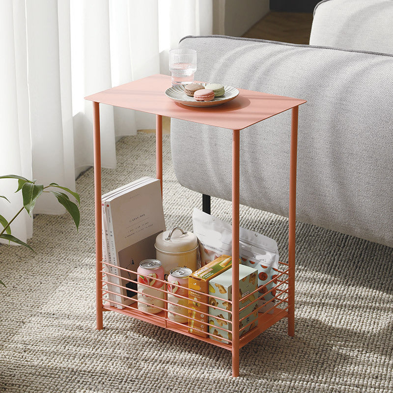 23.62" Tall Rectangular Side Accent Table Metal 4 Legs End Table