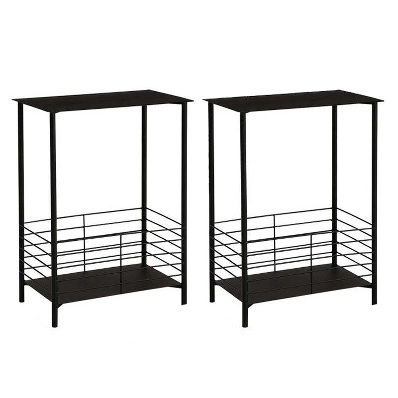23.62" Tall Rectangular Side Accent Table Metal 4 Legs End Table