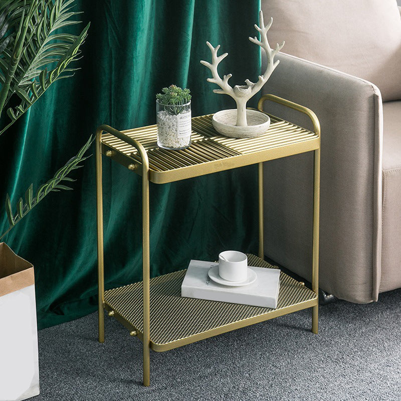 4 Legs Rectangular Side Table 19.68 inch Wide End Table with 2 Shelves