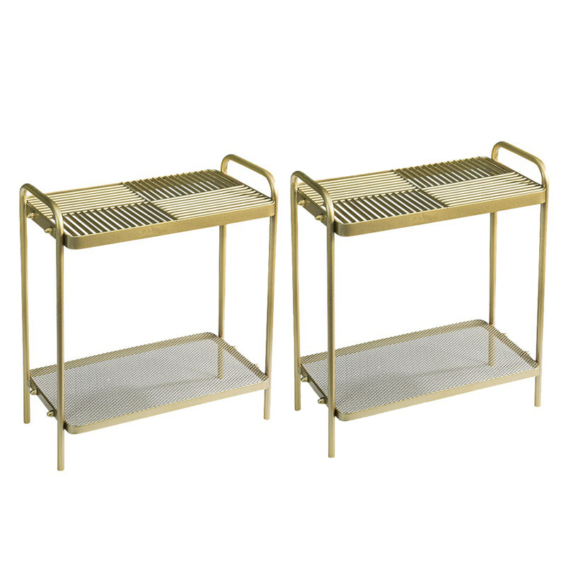 4 Legs Rectangular Side Table 19.68 inch Wide End Table with 2 Shelves
