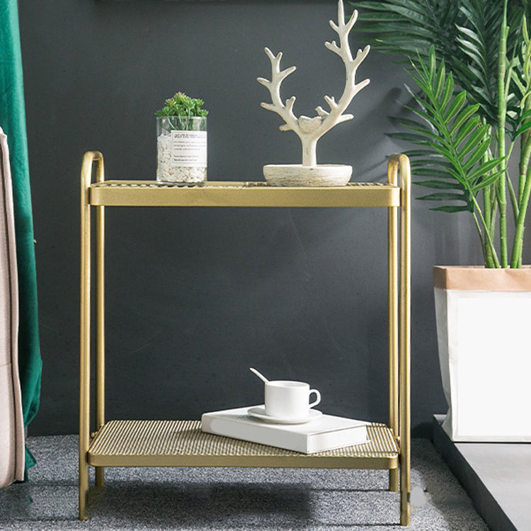 4 Legs Rectangular Side Table 19.68 inch Wide End Table with 2 Shelves