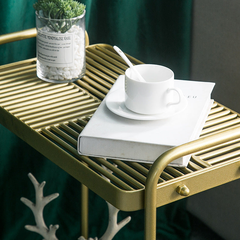 4 Legs Rectangular Side Table 19.68 inch Wide End Table with 2 Shelves