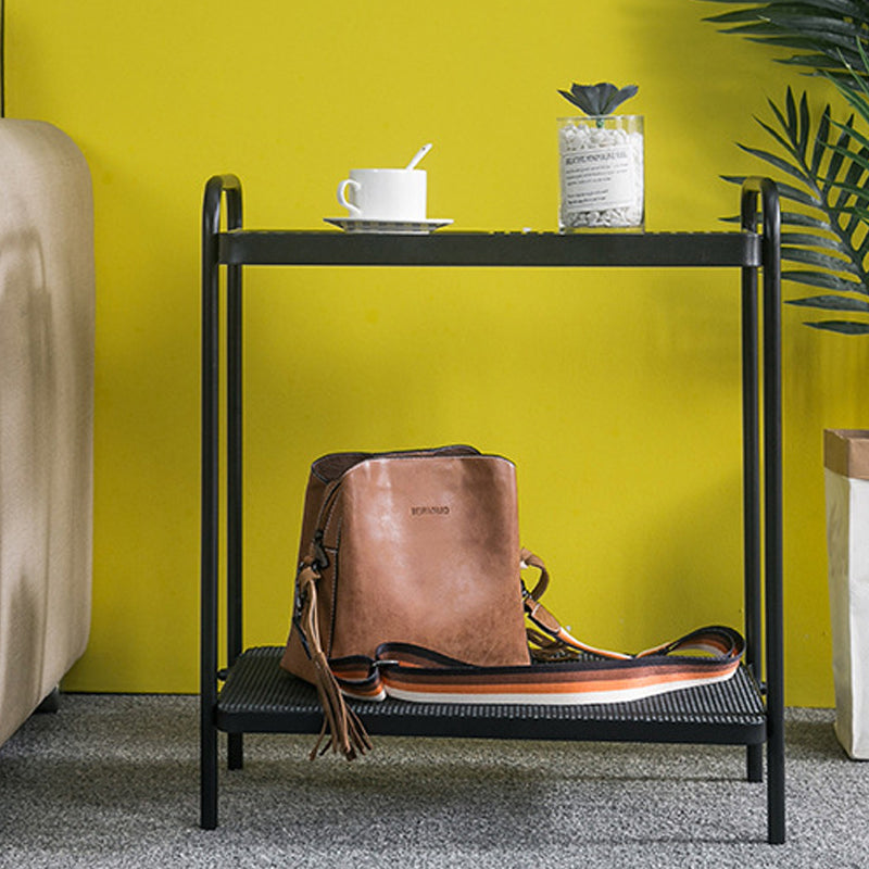 4 Legs Rectangular Side Table 19.68 inch Wide End Table with 2 Shelves