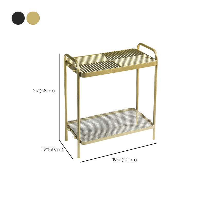 4 Legs Rectangular Side Table 19.68 inch Wide End Table with 2 Shelves