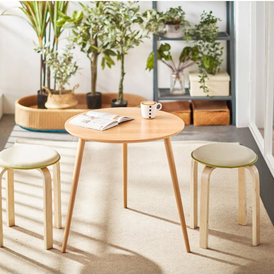 Contemporary Wood 3 Legs Round Living Room Accent Side Table