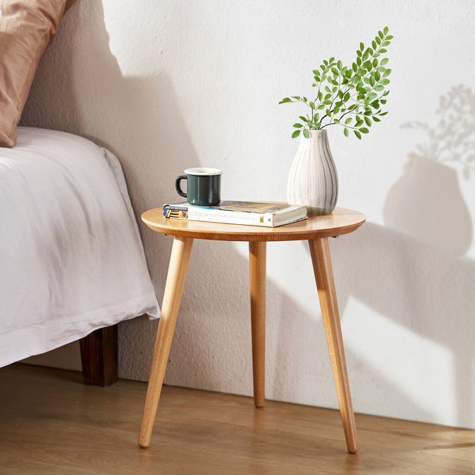 Contemporary Wood 3 Legs Round Living Room Accent Side Table