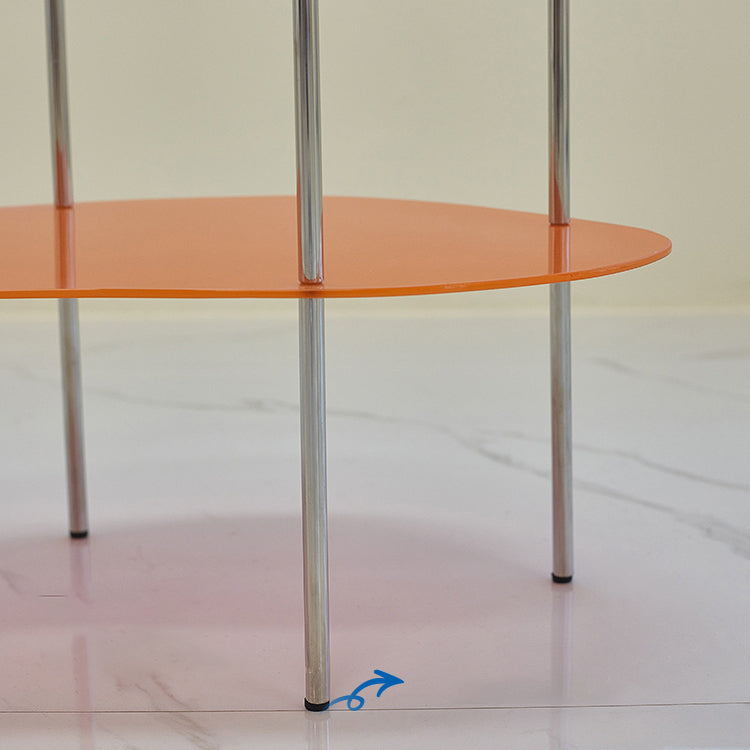 Modern Glass Top 4 Legs Double Tier Naturally Shaped Accent Side Table