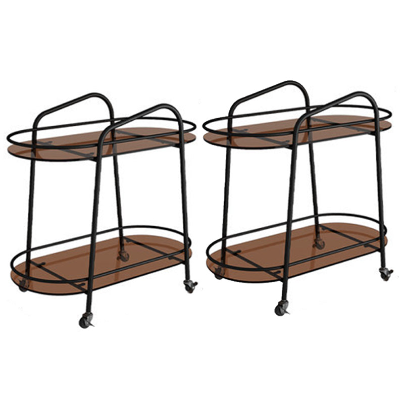 Modernistic Glass Top with Shelf Oval Double Tier Living Room Accent Side Table