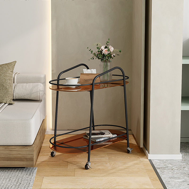 Modernistic Glass Top with Shelf Oval Double Tier Living Room Accent Side Table