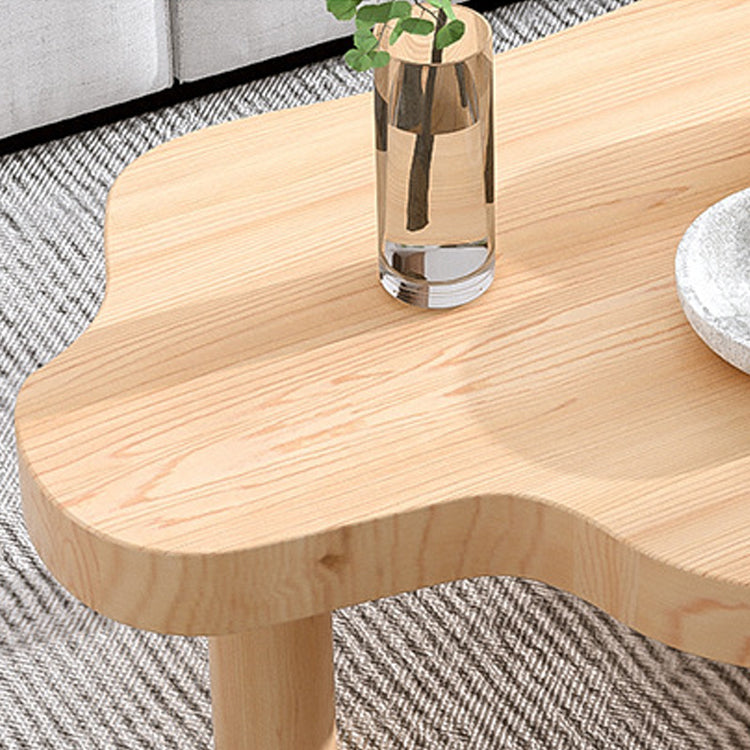 Scandinavian Coffee Table in Free Form with 3 Pine Wood Legs
