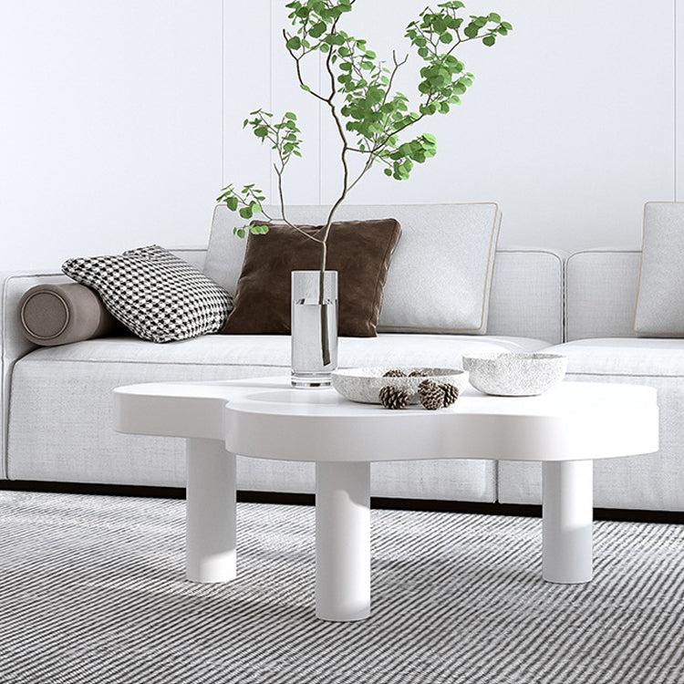Scandinavian Coffee Table in Free Form with 3 Pine Wood Legs