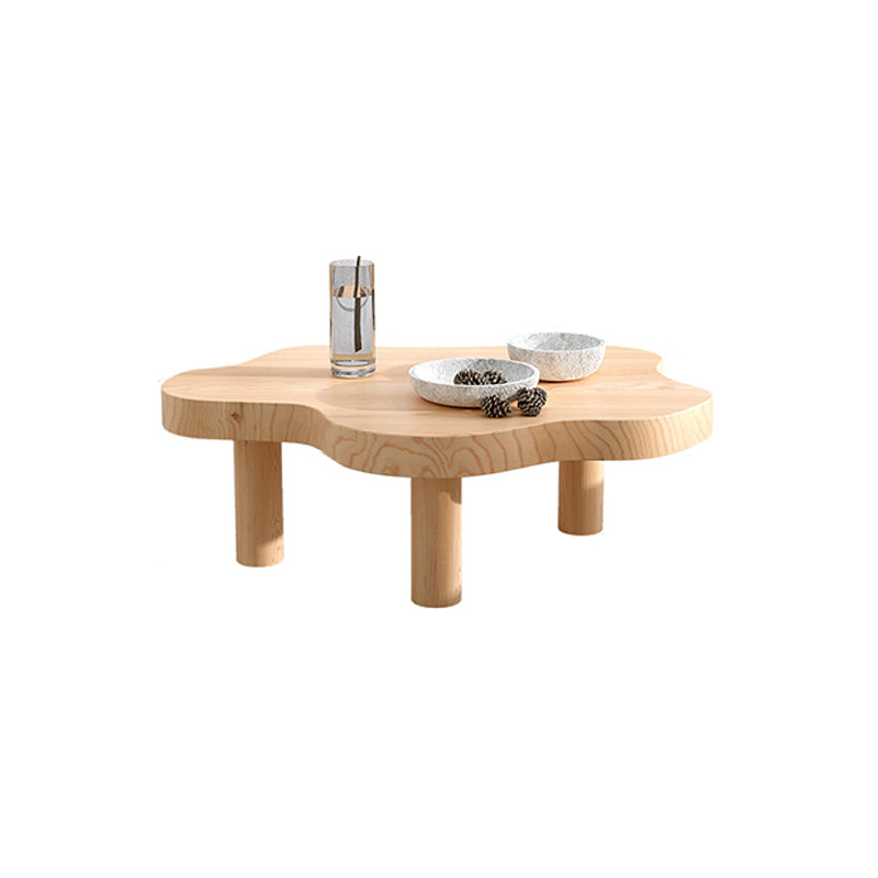 Scandinavian Coffee Table in Free Form with 3 Pine Wood Legs