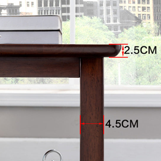 Modernistic Solid Wood 4 Legs Square Double Tier Accent Side Table