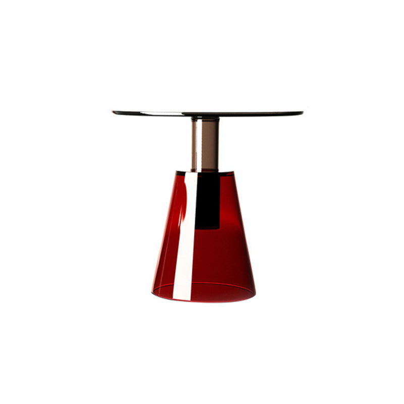 Contemporary Glass Top Pedestal Round Living Room Accent Side Table