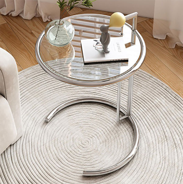 Modern Glass Top Abstract Round Living Room Accent Side Table