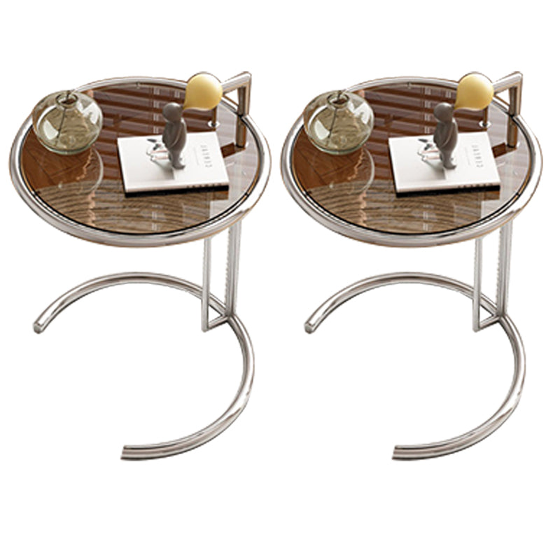 Modern Glass Top Abstract Round Living Room Accent Side Table