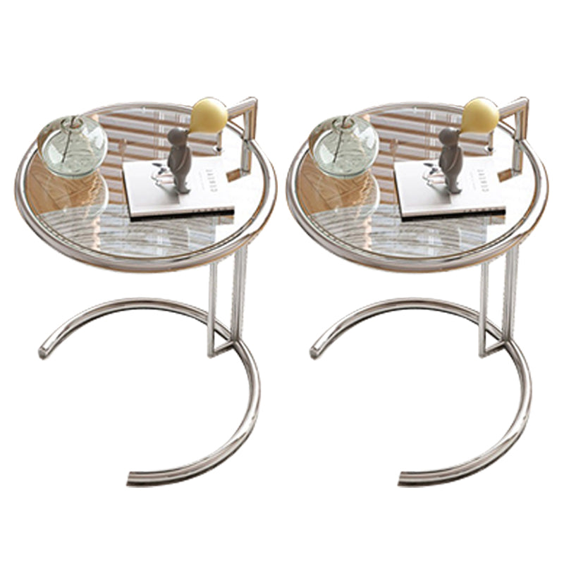 Modern Glass Top Abstract Round Living Room Accent Side Table