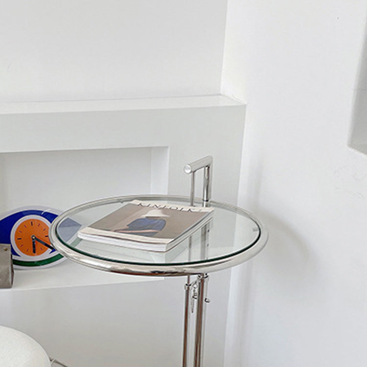 Modern Glass Top Abstract Round Living Room Accent Side Table