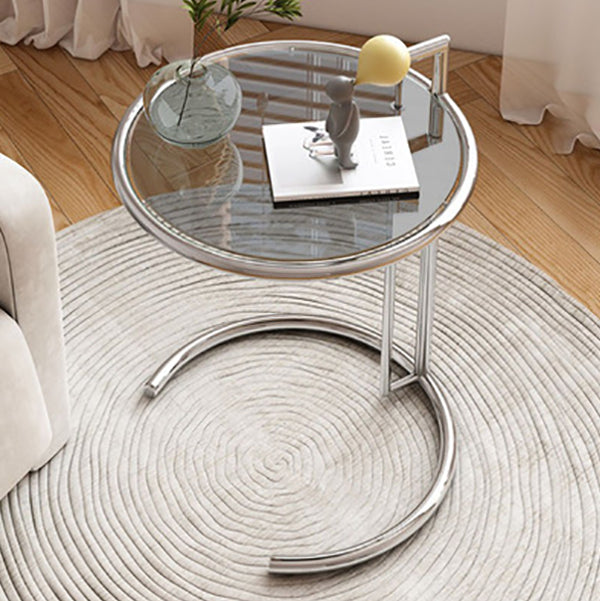 Modern Glass Top Abstract Round Living Room Accent Side Table
