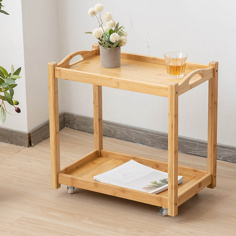 Modernistic Solid Wood with Shelf Rectangular Double Tier Side Table