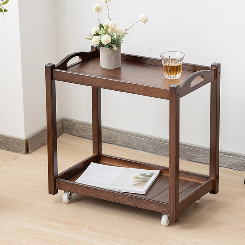 Modernistic Solid Wood with Shelf Rectangular Double Tier Side Table