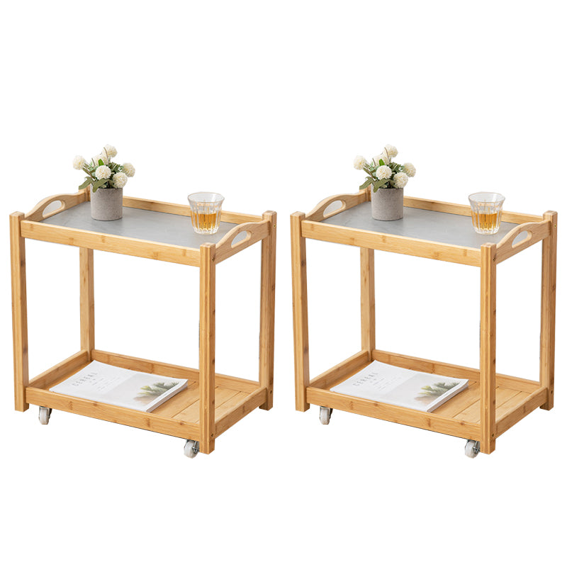 Modernistic Solid Wood with Shelf Rectangular Double Tier Side Table