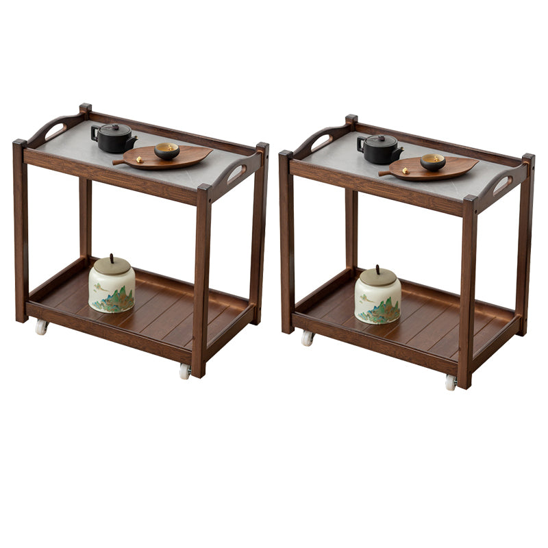 Modernistic Solid Wood with Shelf Rectangular Double Tier Side Table