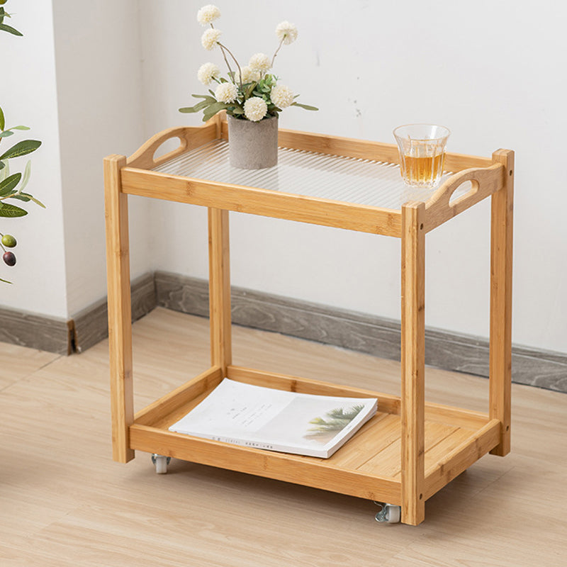 Modernistic Solid Wood with Shelf Rectangular Double Tier Side Table