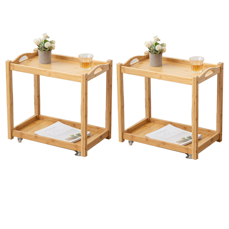 Modernistic Solid Wood with Shelf Rectangular Double Tier Side Table
