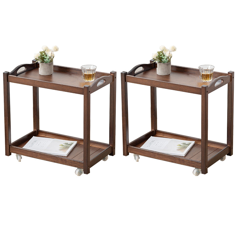 Modernistic Solid Wood with Shelf Rectangular Double Tier Side Table