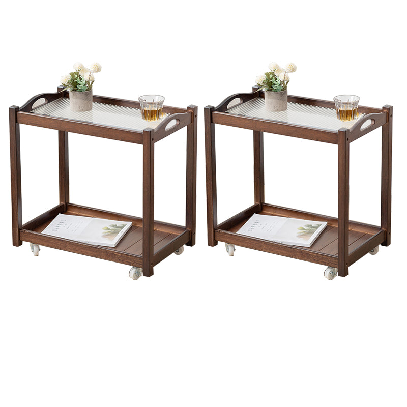 Modernistic Solid Wood with Shelf Rectangular Double Tier Side Table