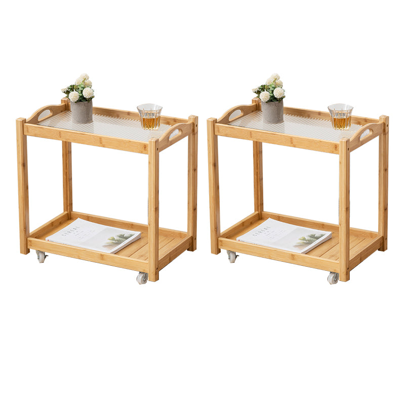Modernistic Solid Wood with Shelf Rectangular Double Tier Side Table