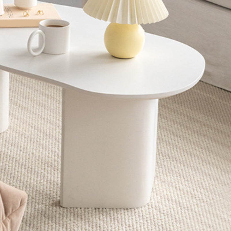 Scandinavian White Cocktail Table with Free Form Top in Solid Wood