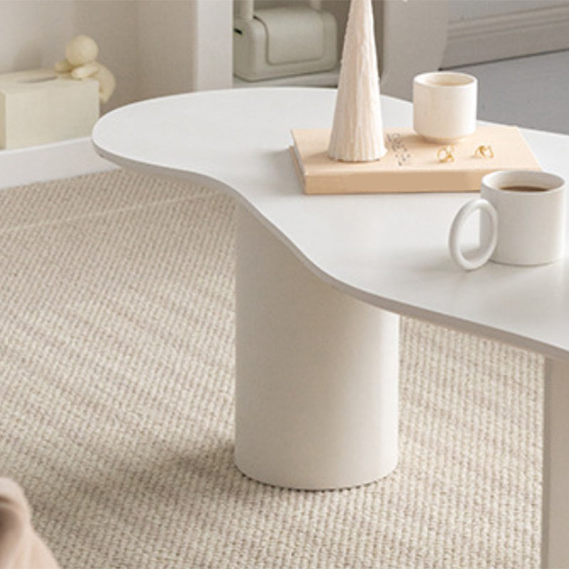 Scandinavian White Cocktail Table with Free Form Top in Solid Wood
