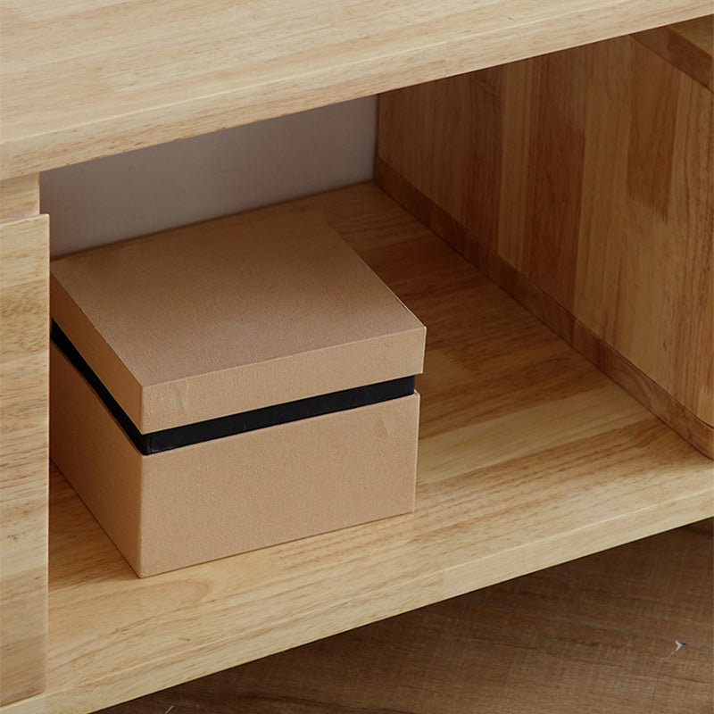 Solid Wood Coffee Table Rectangle Coffee Cocktail Table with 2 Drawers