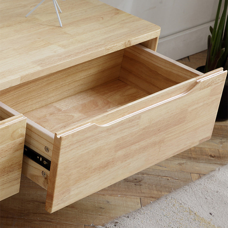 Solid Wood Coffee Table Rectangle Coffee Cocktail Table with 2 Drawers