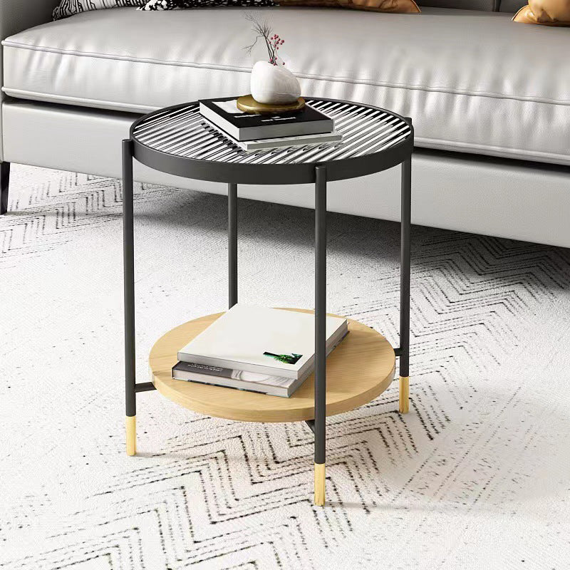 Modern Oval / Round Glass Coffee Table Iron 4 Legs Cocktail Table with Shelf