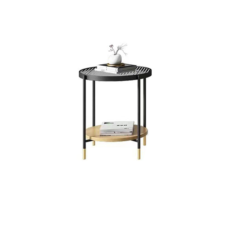 Modern Oval / Round Glass Coffee Table Iron 4 Legs Cocktail Table with Shelf