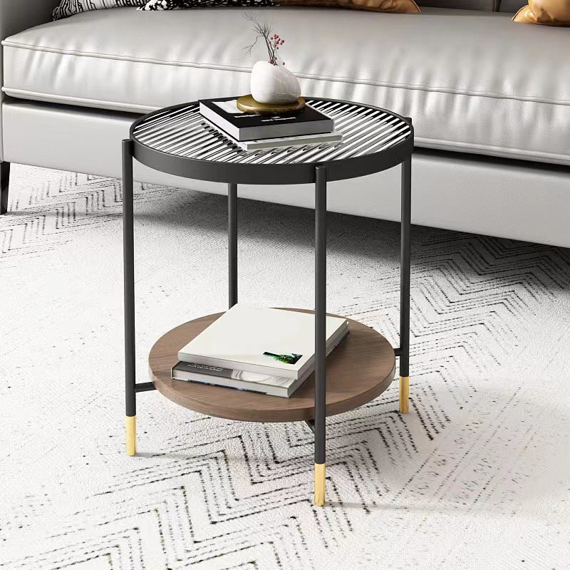 Modern Oval / Round Glass Coffee Table Iron 4 Legs Cocktail Table with Shelf