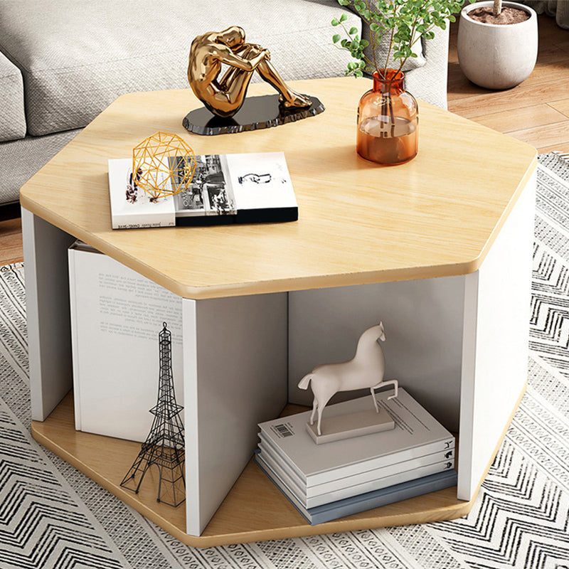 Modernism Simple Geometric Coffee Cocktail Table with Storage