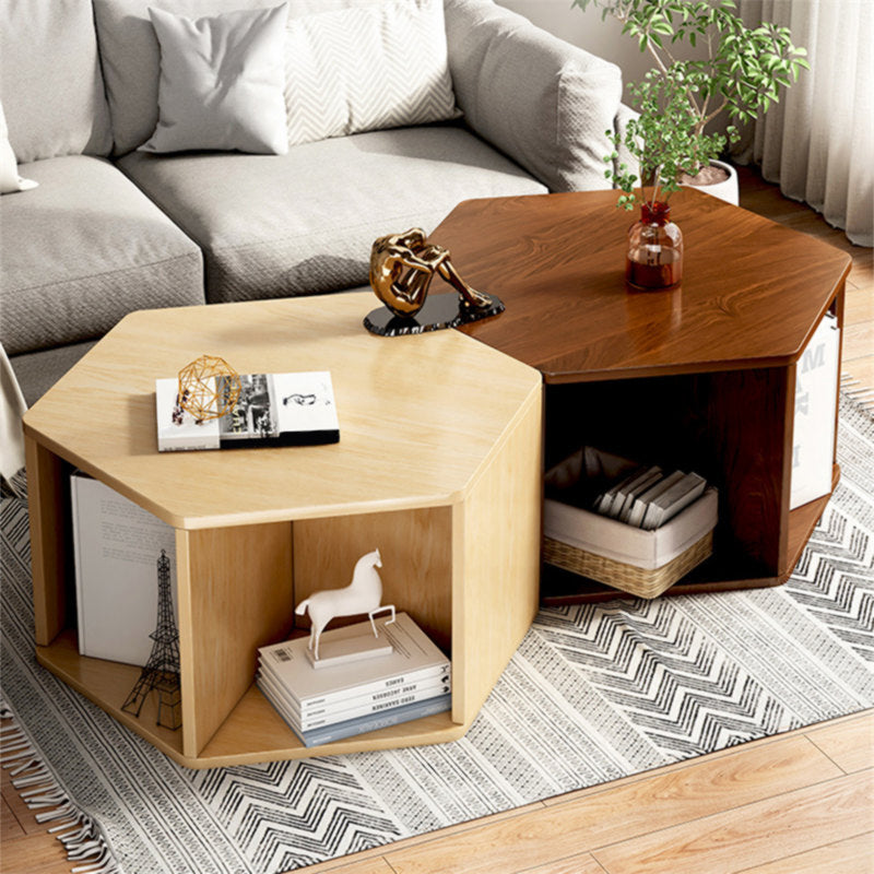 Modernism Simple Geometric Coffee Cocktail Table with Storage