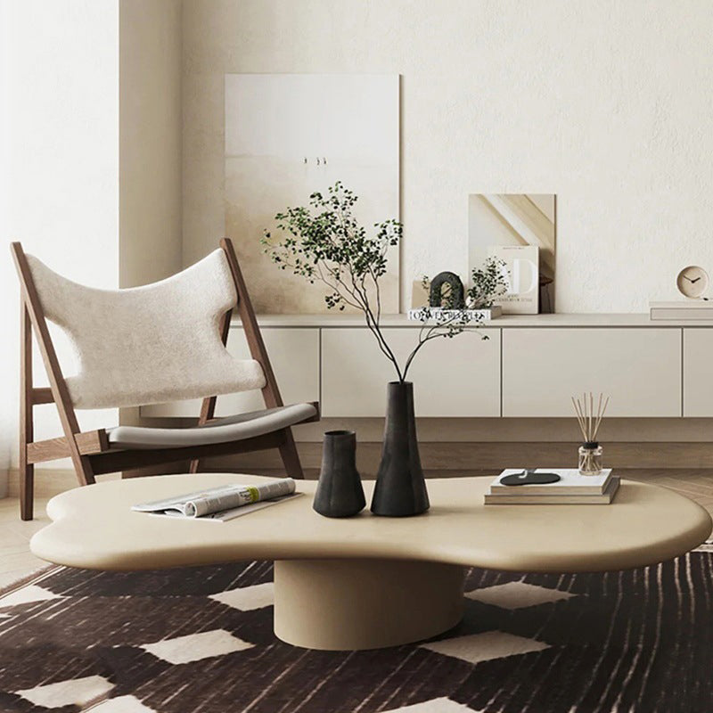 Pedestal 13.8" H Coffee Table Scandinavian Faux Wood Cocktail Table