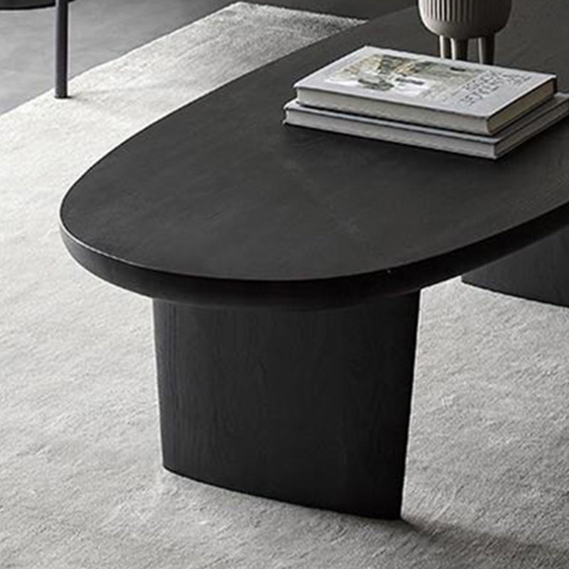 Scandinavian Oval Wood Coffee Table 15.75"H 2 Legs Cocktail Table