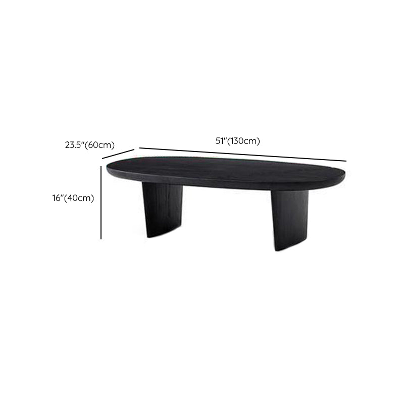 Scandinavian Oval Wood Coffee Table 15.75"H 2 Legs Cocktail Table