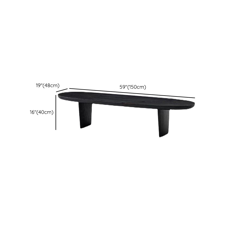Scandinavian Oval Wood Coffee Table 15.75"H 2 Legs Cocktail Table