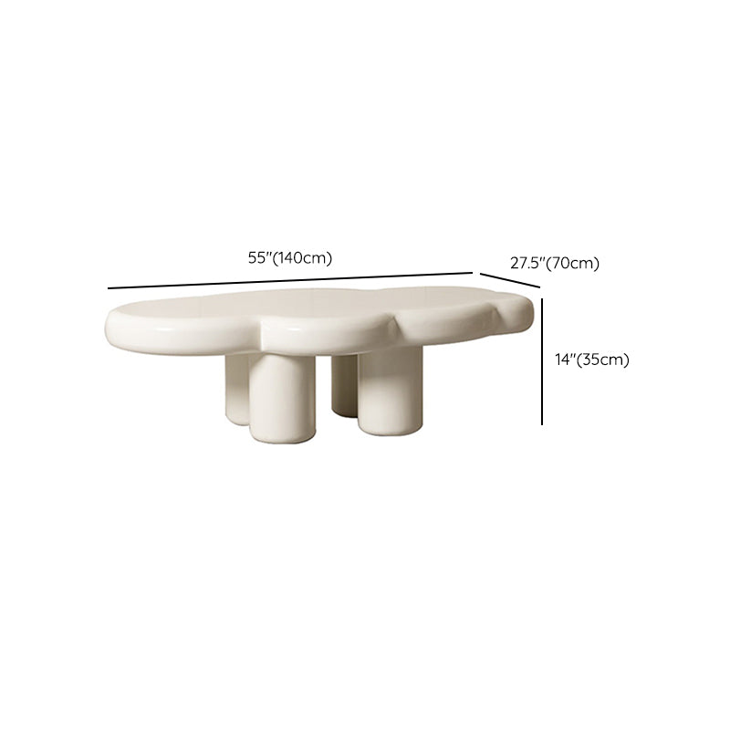 Scandinavian Cream Irregular 4 Legs Coffee Cocktail Table - 13.8" H