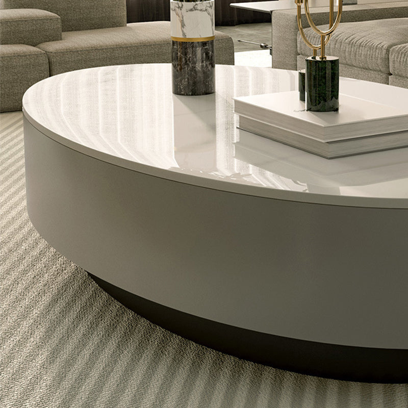 Oval Slate Coffee Table Drum Coffee Cocktail Table with Drawer